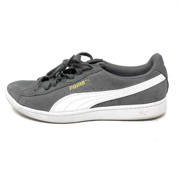 Puma Women's Size 8 Vikky Soft Foam Suede Casual Sneaker Shoes Gray White - Picture 1 of 7